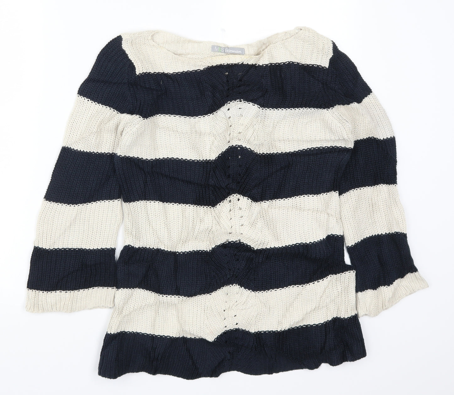 Marks and Spencer Womens Beige Striped Knit Pullover Jumper Size 10