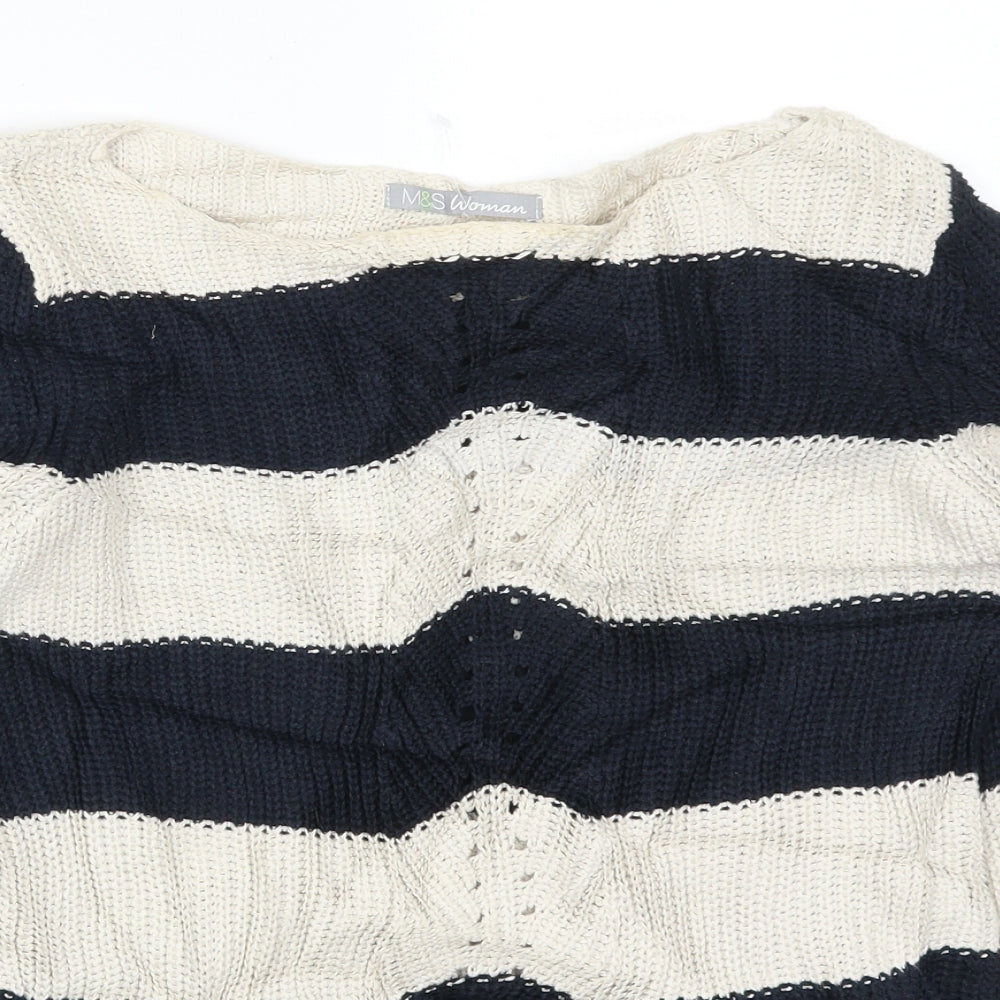 Marks and Spencer Womens Beige Striped Knit Pullover Jumper Size 10