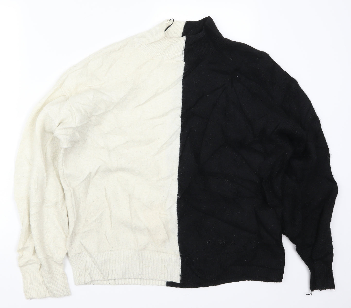 H&M Womens Black  Knit Pullover Jumper Size M  - Black and White Colour Block
