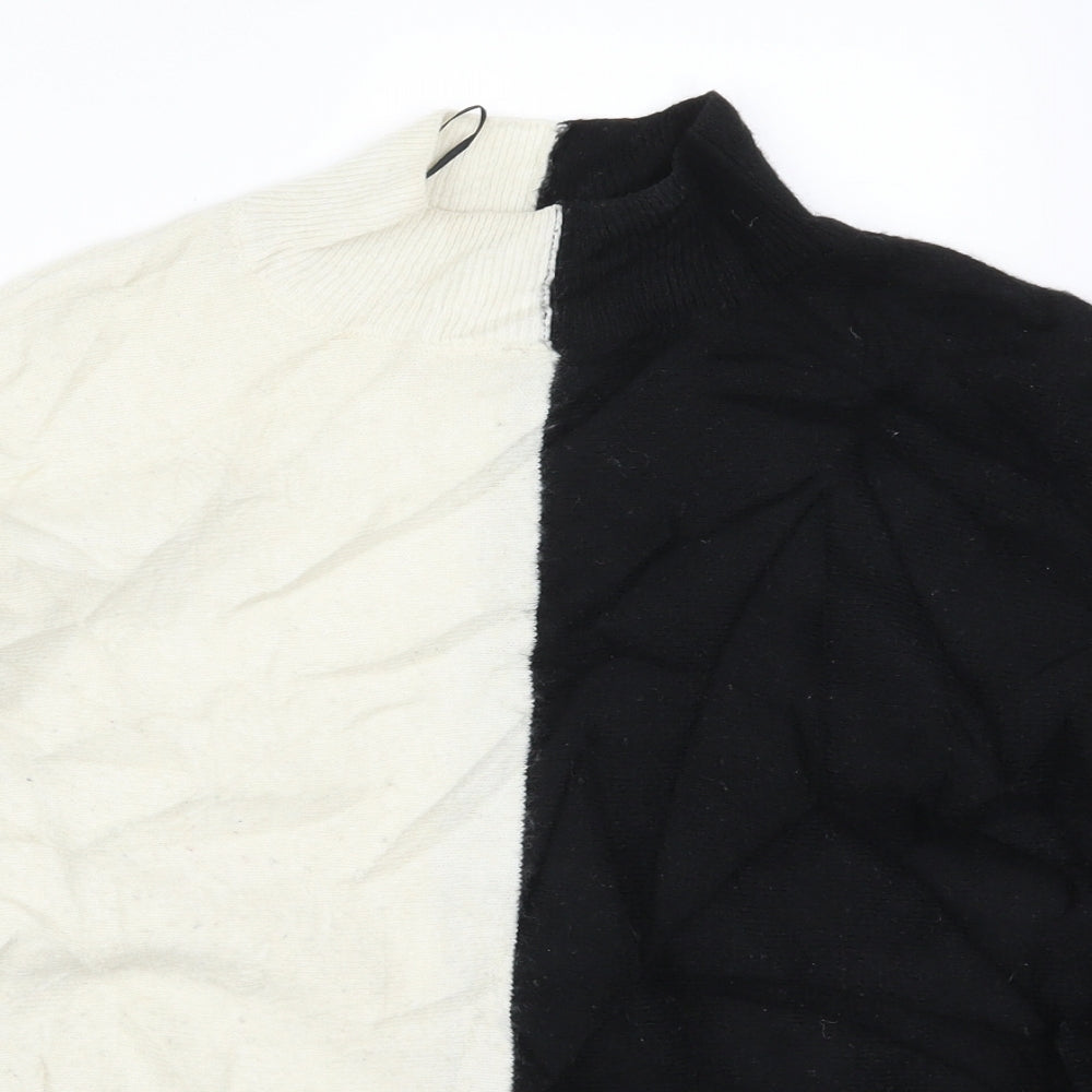 H&M Womens Black  Knit Pullover Jumper Size M  - Black and White Colour Block