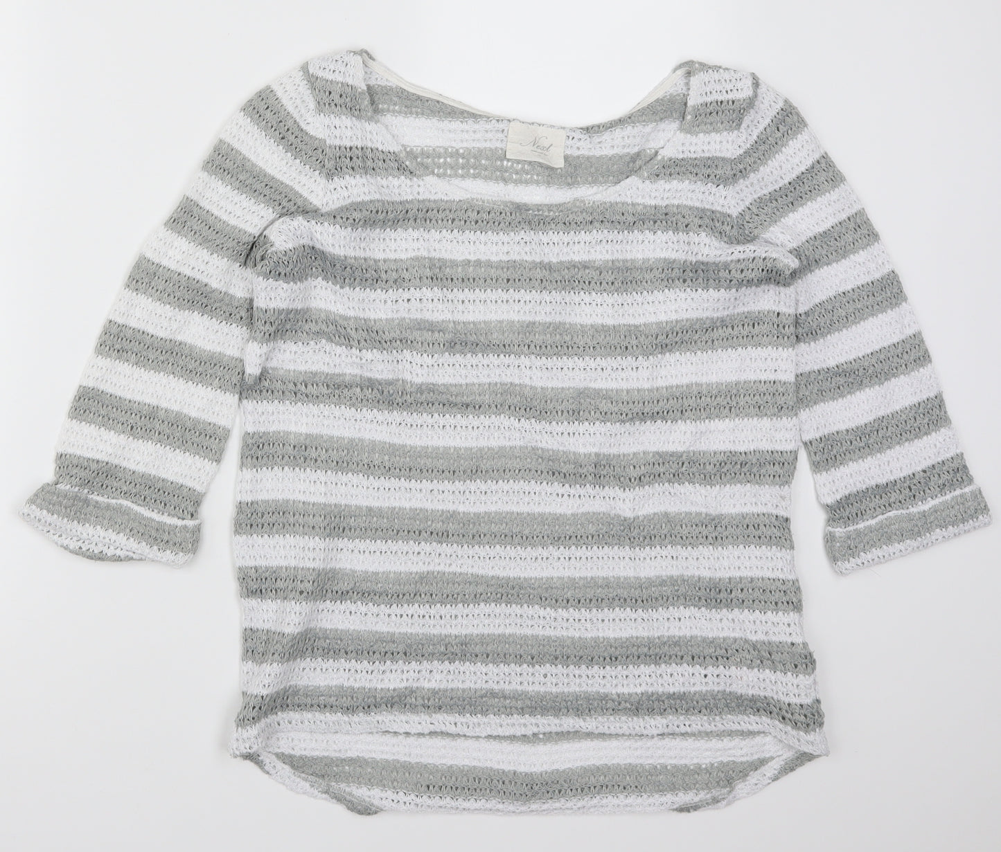 NEXT Womens Grey Striped Knit Pullover Jumper Size 10