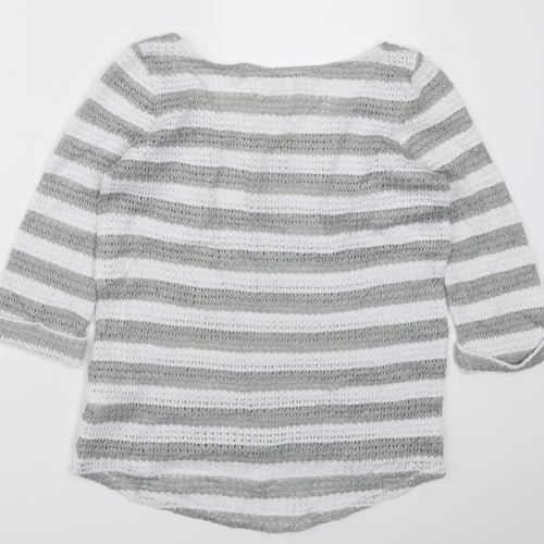 NEXT Womens Grey Striped Knit Pullover Jumper Size 10