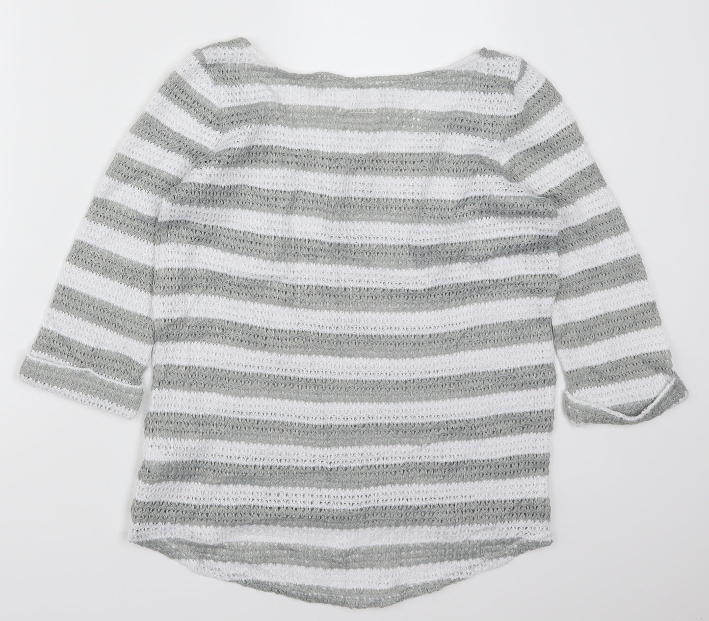 NEXT Womens Grey Striped Knit Pullover Jumper Size 10