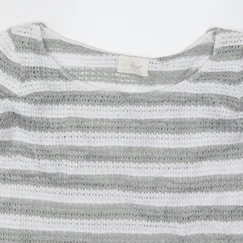 NEXT Womens Grey Striped Knit Pullover Jumper Size 10
