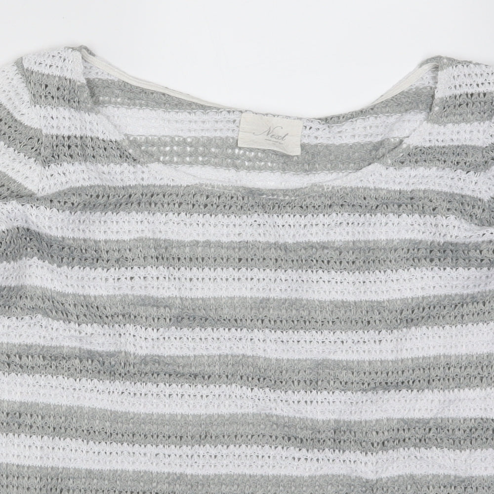 NEXT Womens Grey Striped Knit Pullover Jumper Size 10