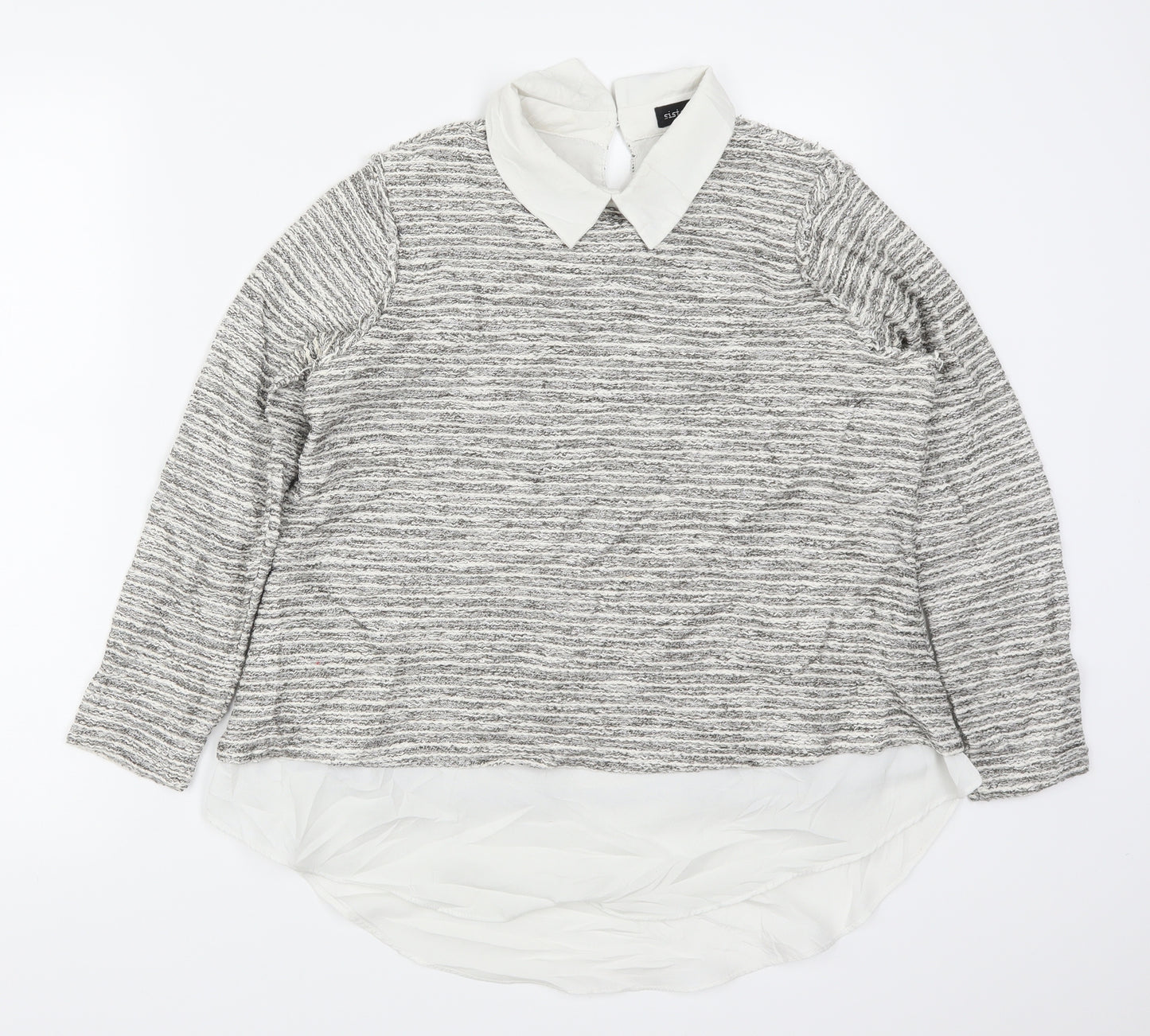 Sister Jane Womens Grey Striped  Pullover Jumper Size S