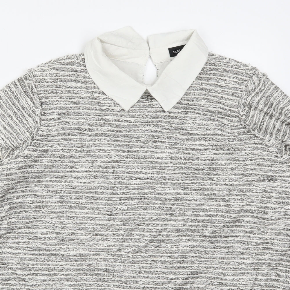 Sister Jane Womens Grey Striped  Pullover Jumper Size S