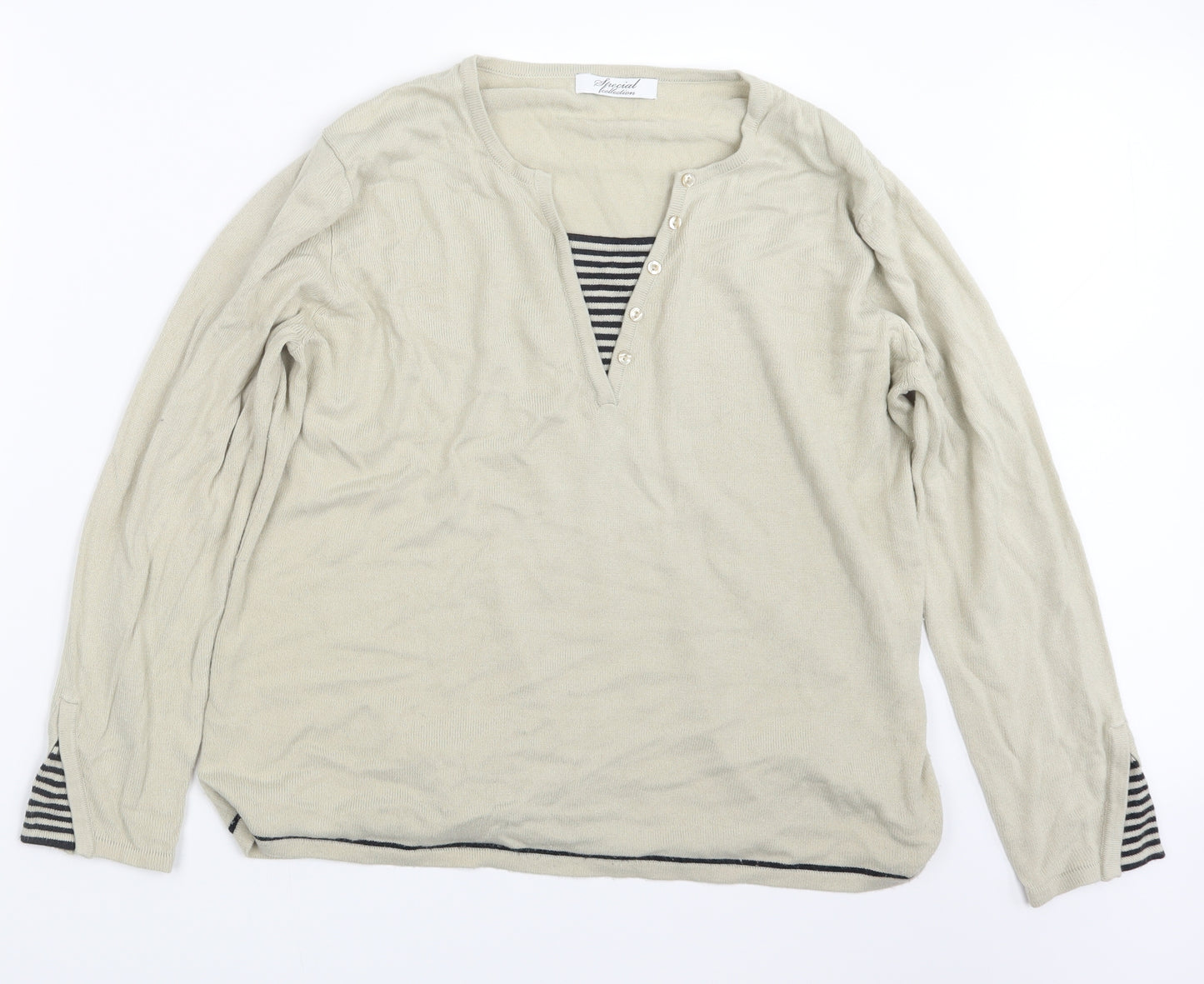 Special Collection Womens Beige  Knit Pullover Jumper Size 18