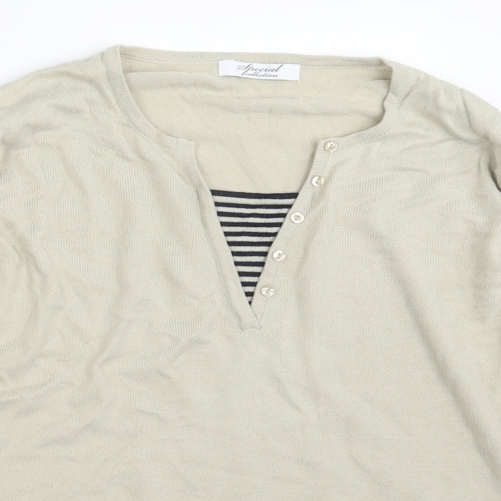 Special Collection Womens Beige  Knit Pullover Jumper Size 18