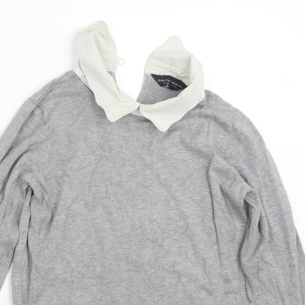 Dorothy Perkins Womens Grey  Knit Pullover Jumper Size 8