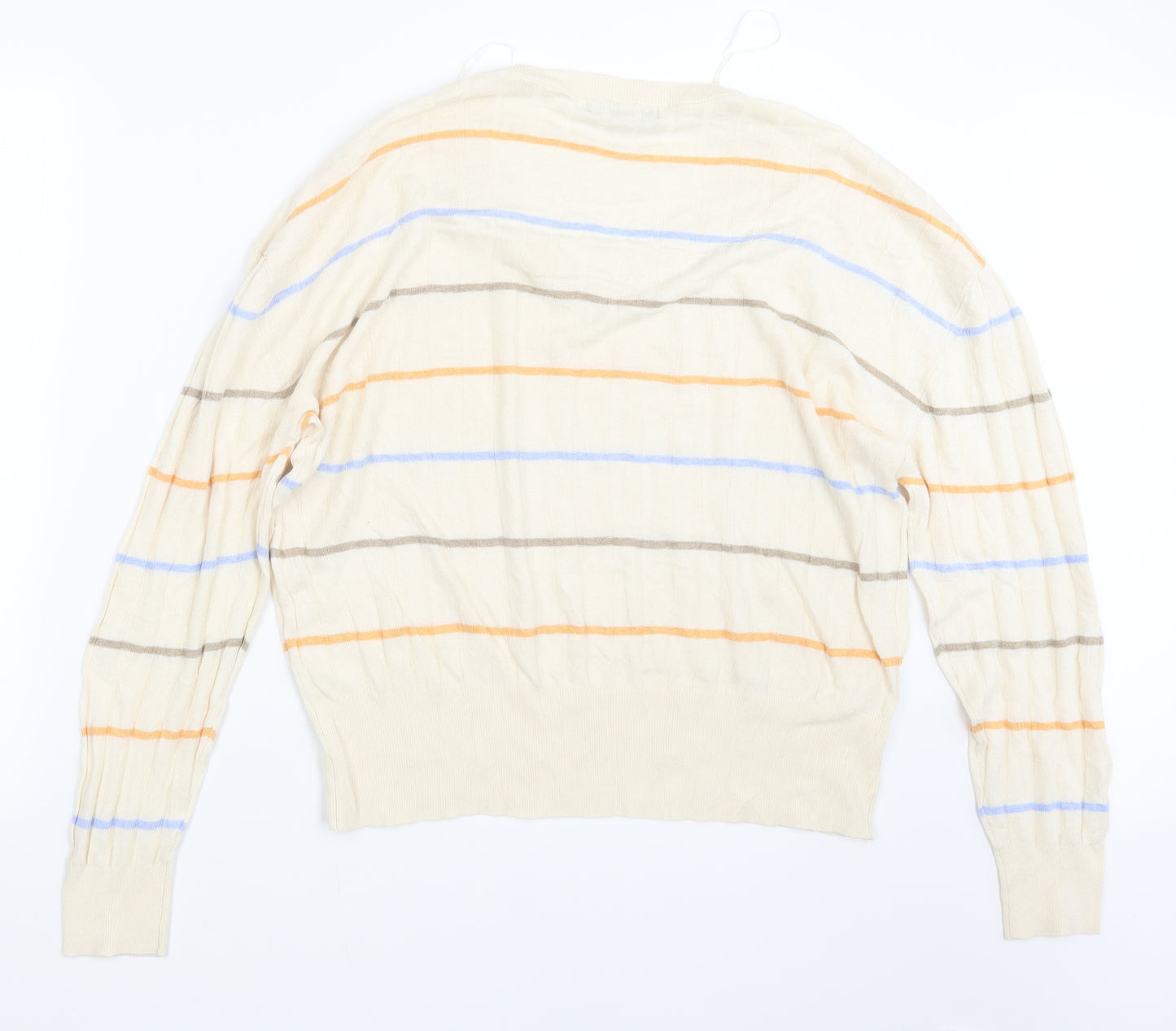 Marks and Spencer Mens Beige Striped Knit Pullover Jumper Size XL