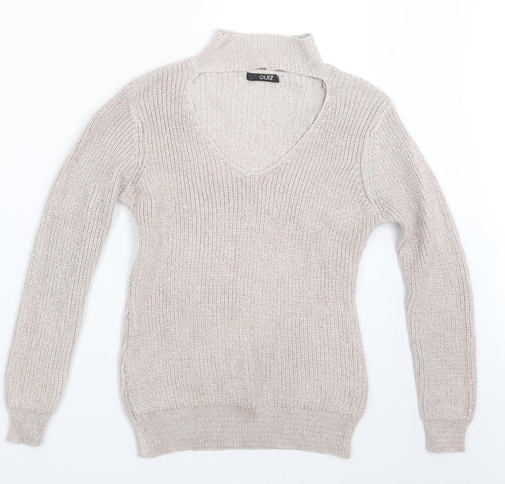 Quiz Womens Pink  Knit Pullover Jumper Size S