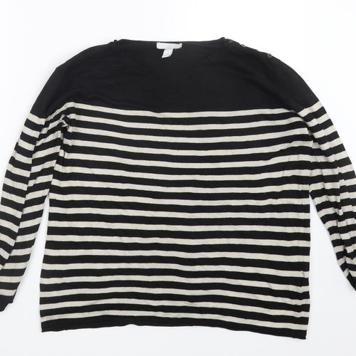 H&M Womens Black Striped Knit Pullover Jumper Size M