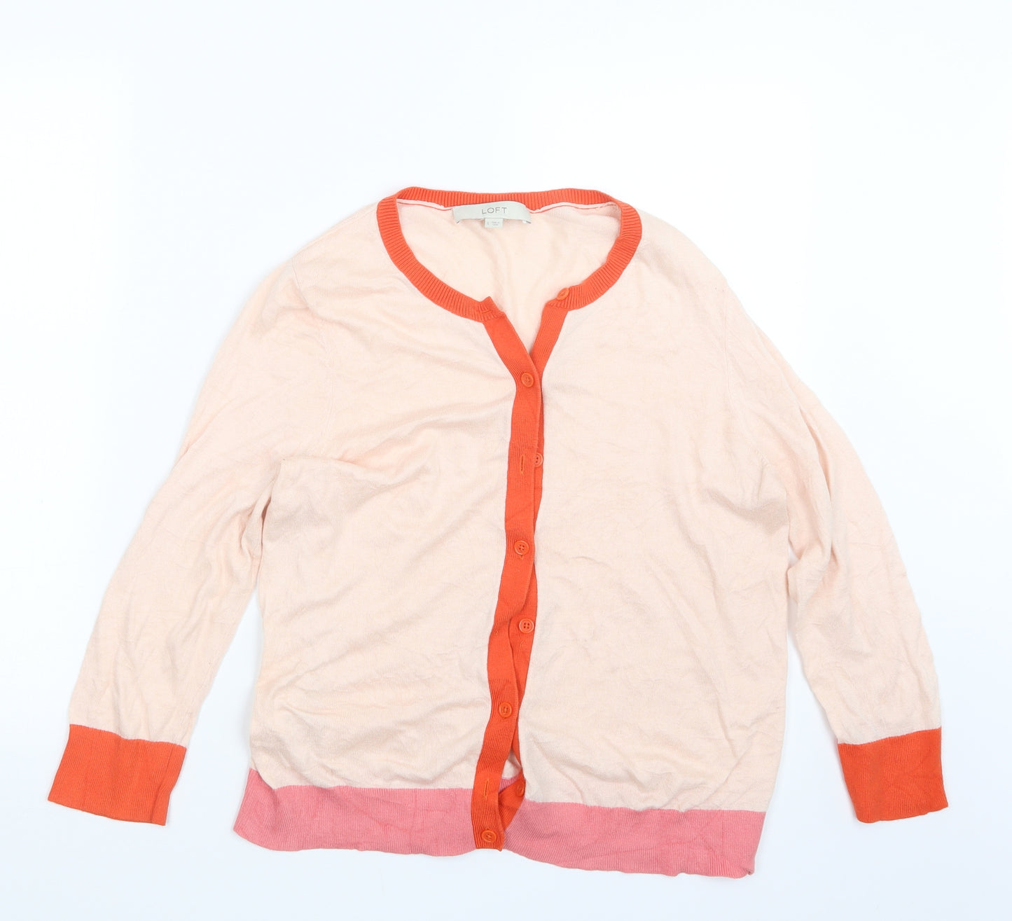 LOFT Womens Pink  Knit Cardigan Jumper Size L