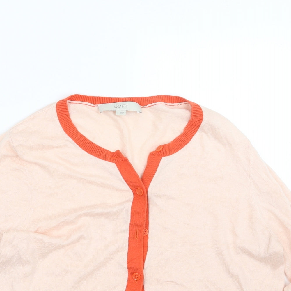 LOFT Womens Pink  Knit Cardigan Jumper Size L