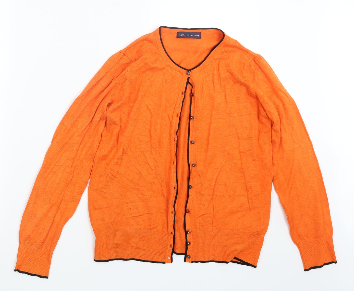 Marks and Spencer Womens Orange  Knit Cardigan Jumper Size 12