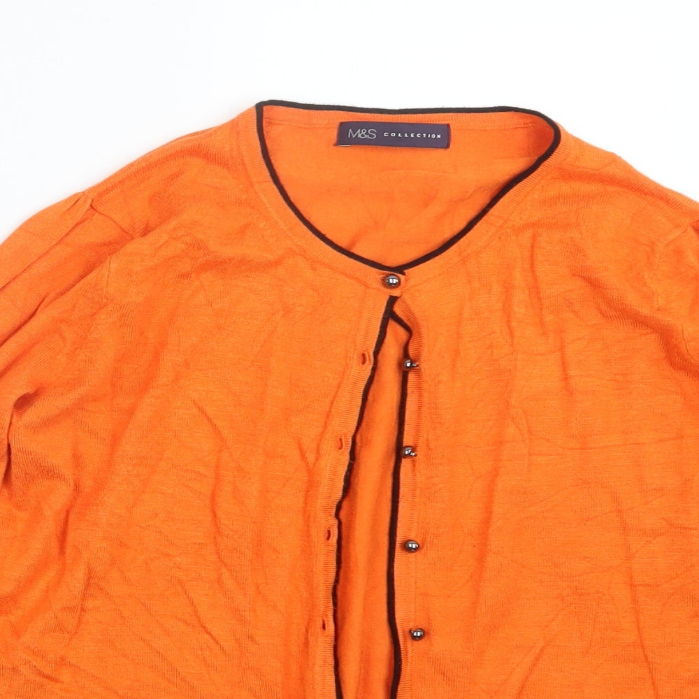 Marks and Spencer Womens Orange  Knit Cardigan Jumper Size 12