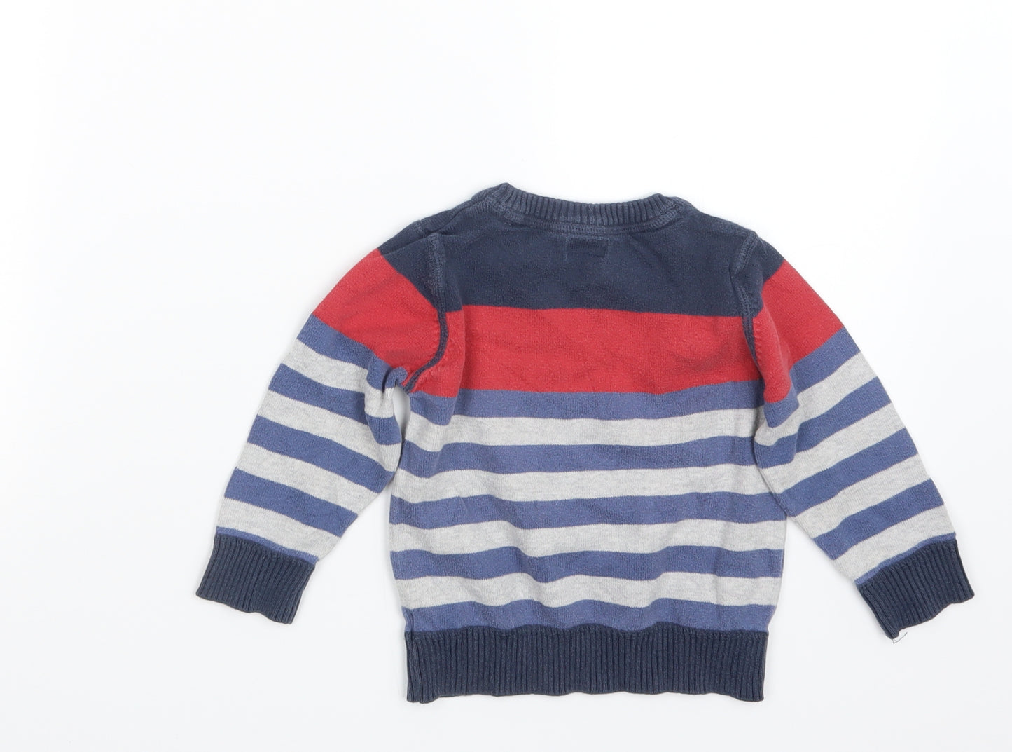F&F Boys Blue Striped Knit Pullover Jumper Size 18-24 Months