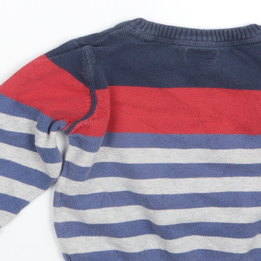 F&F Boys Blue Striped Knit Pullover Jumper Size 18-24 Months
