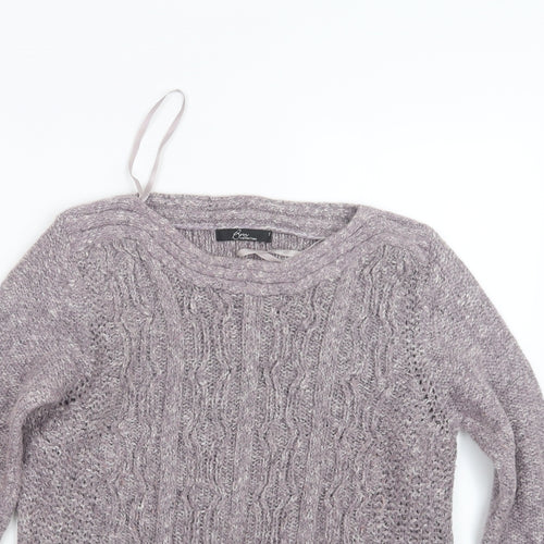 Bm Collection Womens Purple  Knit Pullover Jumper Size S