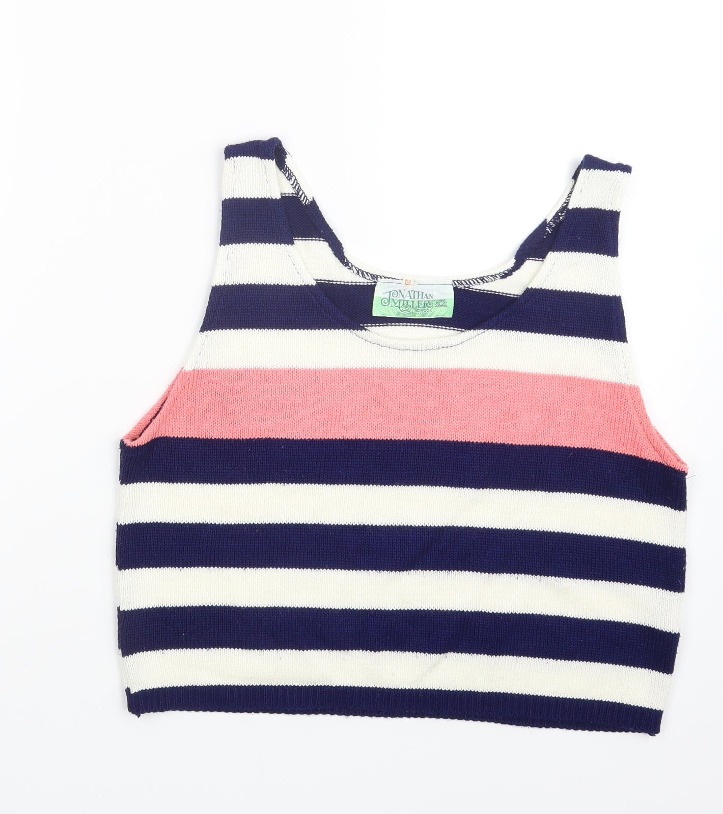 Jonathan Miller Womens Blue Striped Knit Cropped T-Shirt Size M