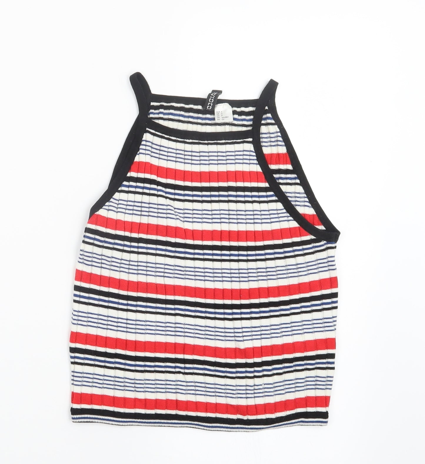 Divided by H&M Womens Red Striped Knit Cropped T-Shirt Size S