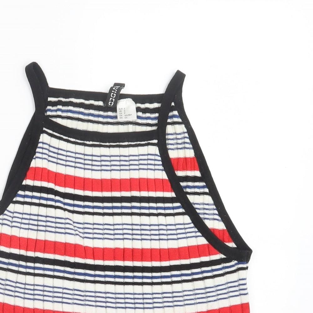 Divided by H&M Womens Red Striped Knit Cropped T-Shirt Size S