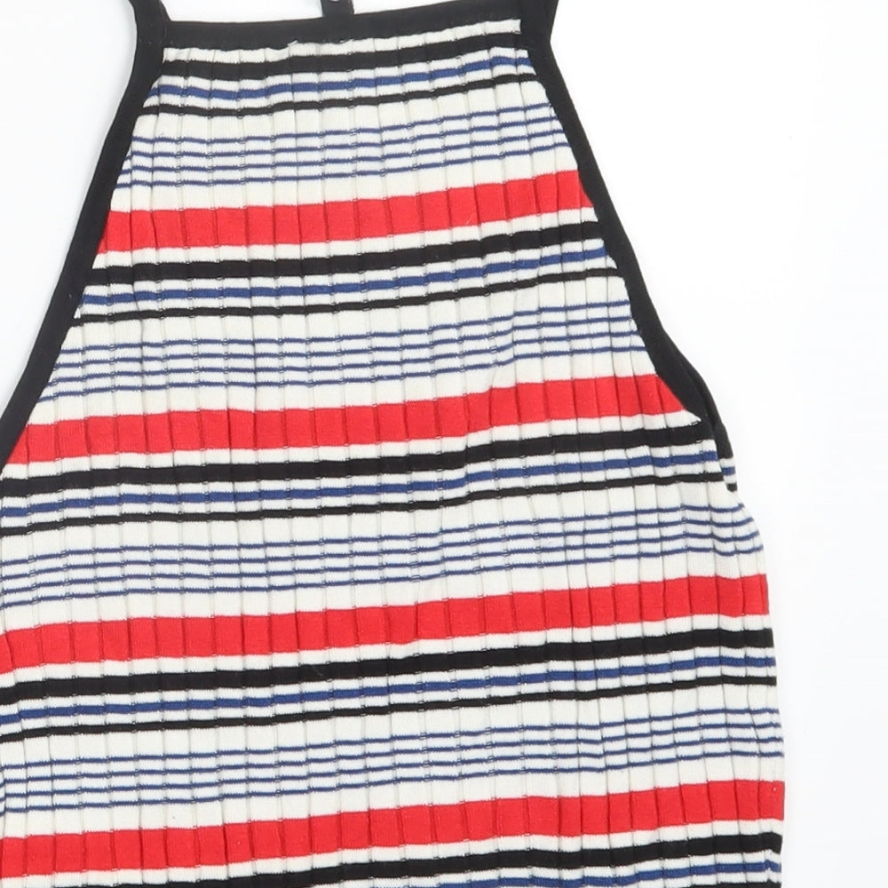 Divided by H&M Womens Red Striped Knit Cropped T-Shirt Size S