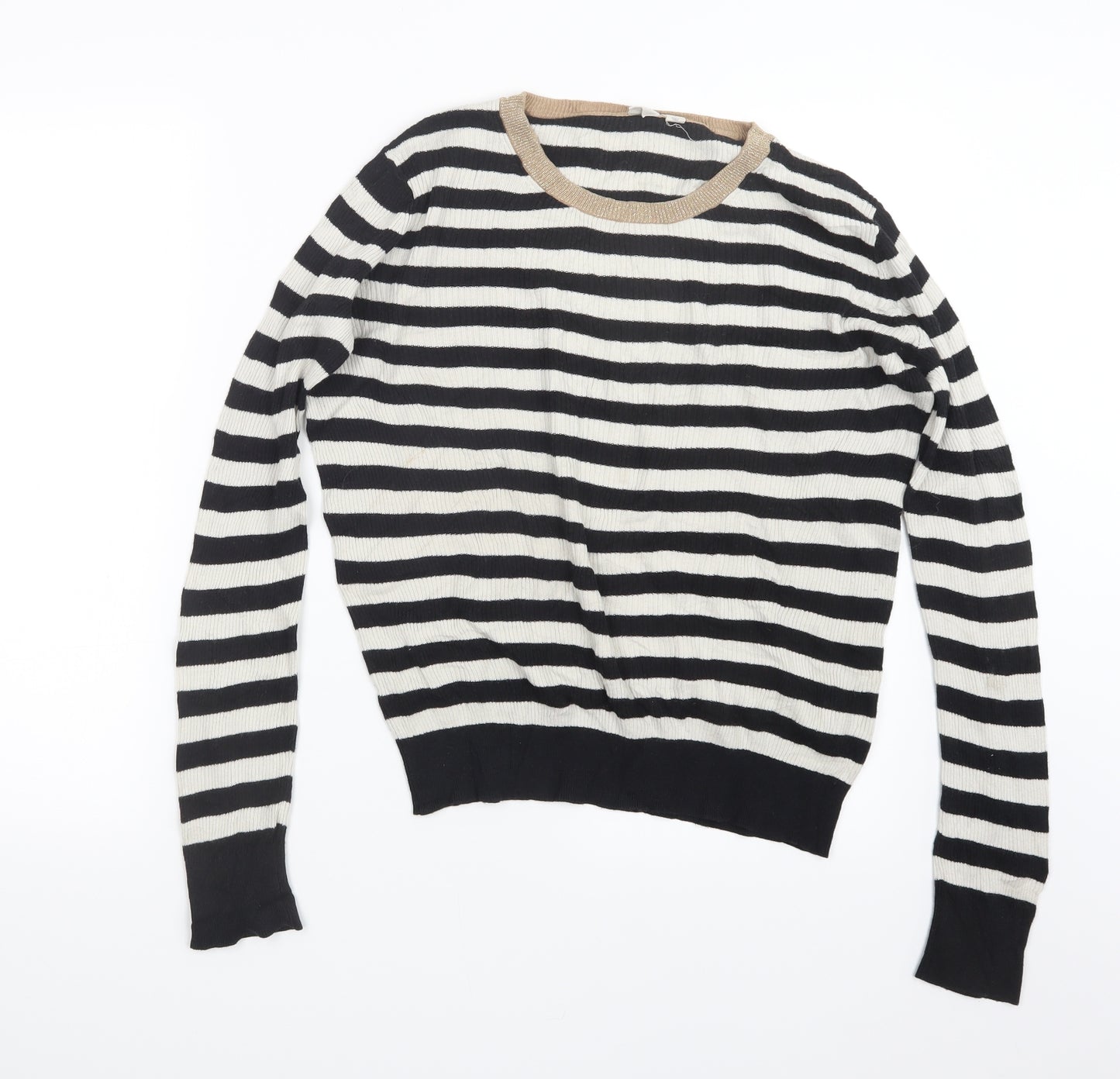 Gap Womens Black Striped Knit Pullover Jumper Size M