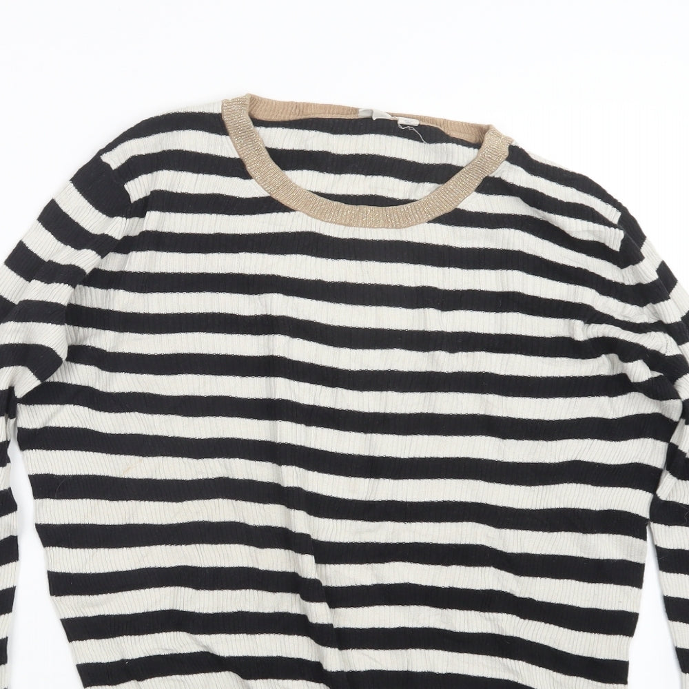 Gap Womens Black Striped Knit Pullover Jumper Size M