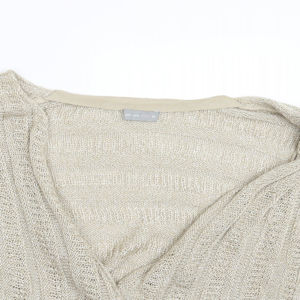 Per Una Womens Beige  Knit Cardigan Jumper Size 16