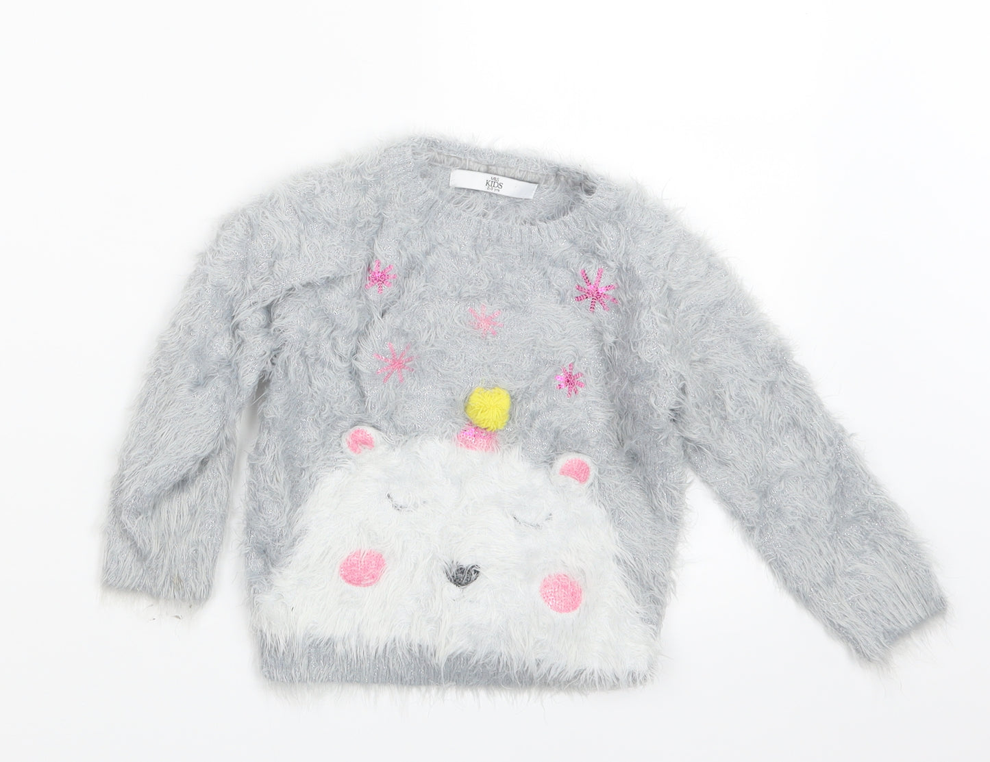 Marks and Spencer Girls Grey  Knit Pullover Jumper Size 2-3 Years