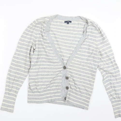 Gap Womens Grey Striped Knit Cardigan Jumper Size L