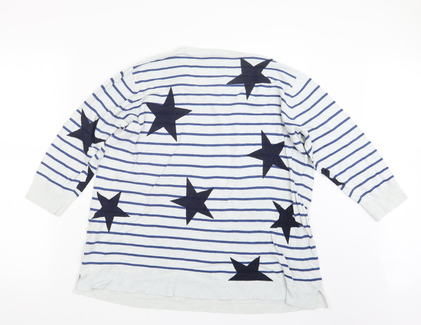 Preworn Womens White Striped Knit Pullover Jumper Size 20