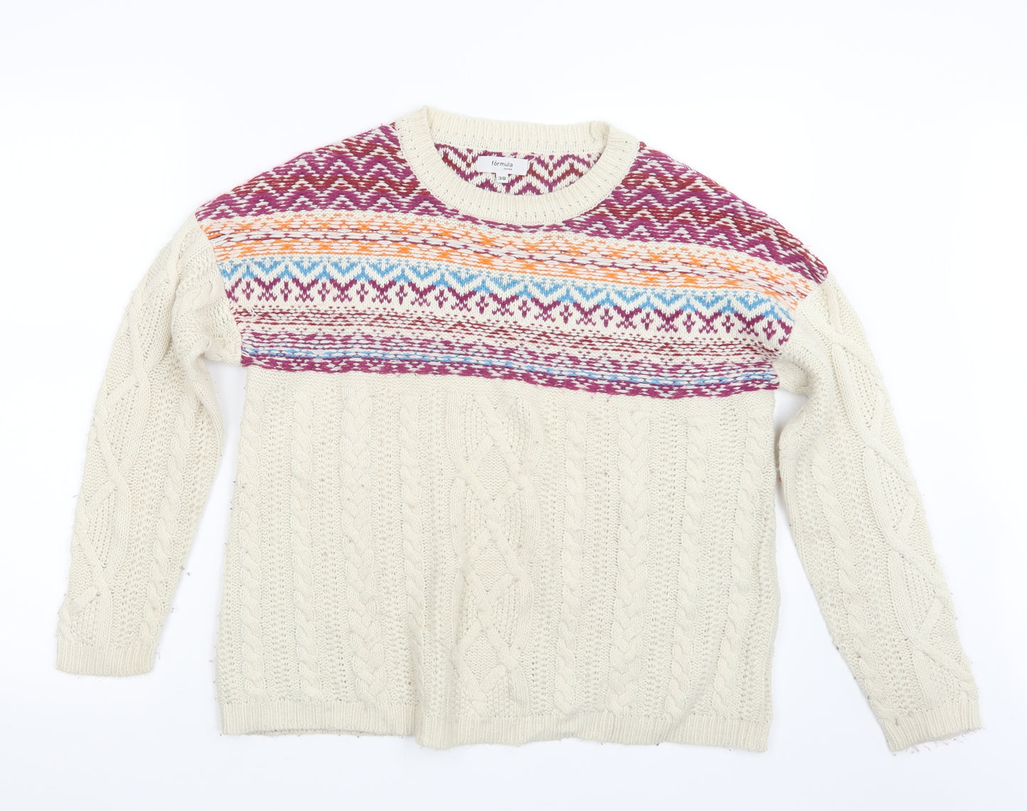 Formula Womens White  Knit Pullover Jumper Size 10