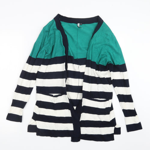 Intuition Womens White Striped Knit Cardigan Jumper Size 12