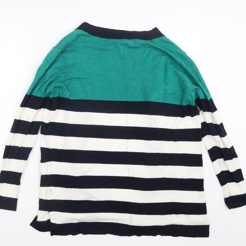 Intuition Womens White Striped Knit Cardigan Jumper Size 12