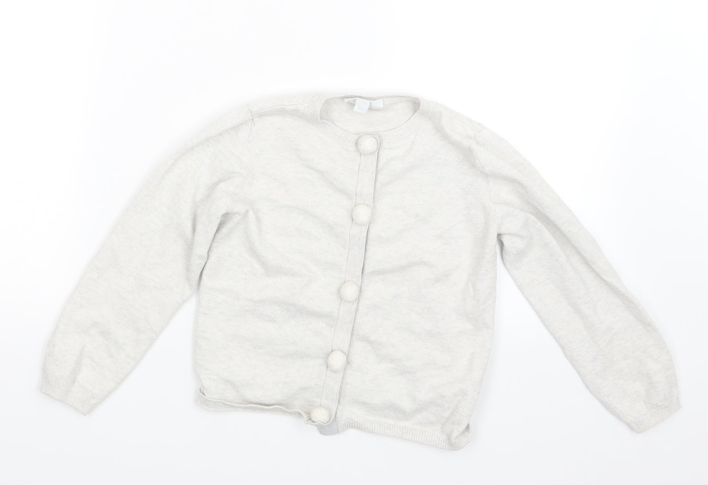 The Little White Company Girls Grey  Knit Cardigan Jumper Size 5-6 Years