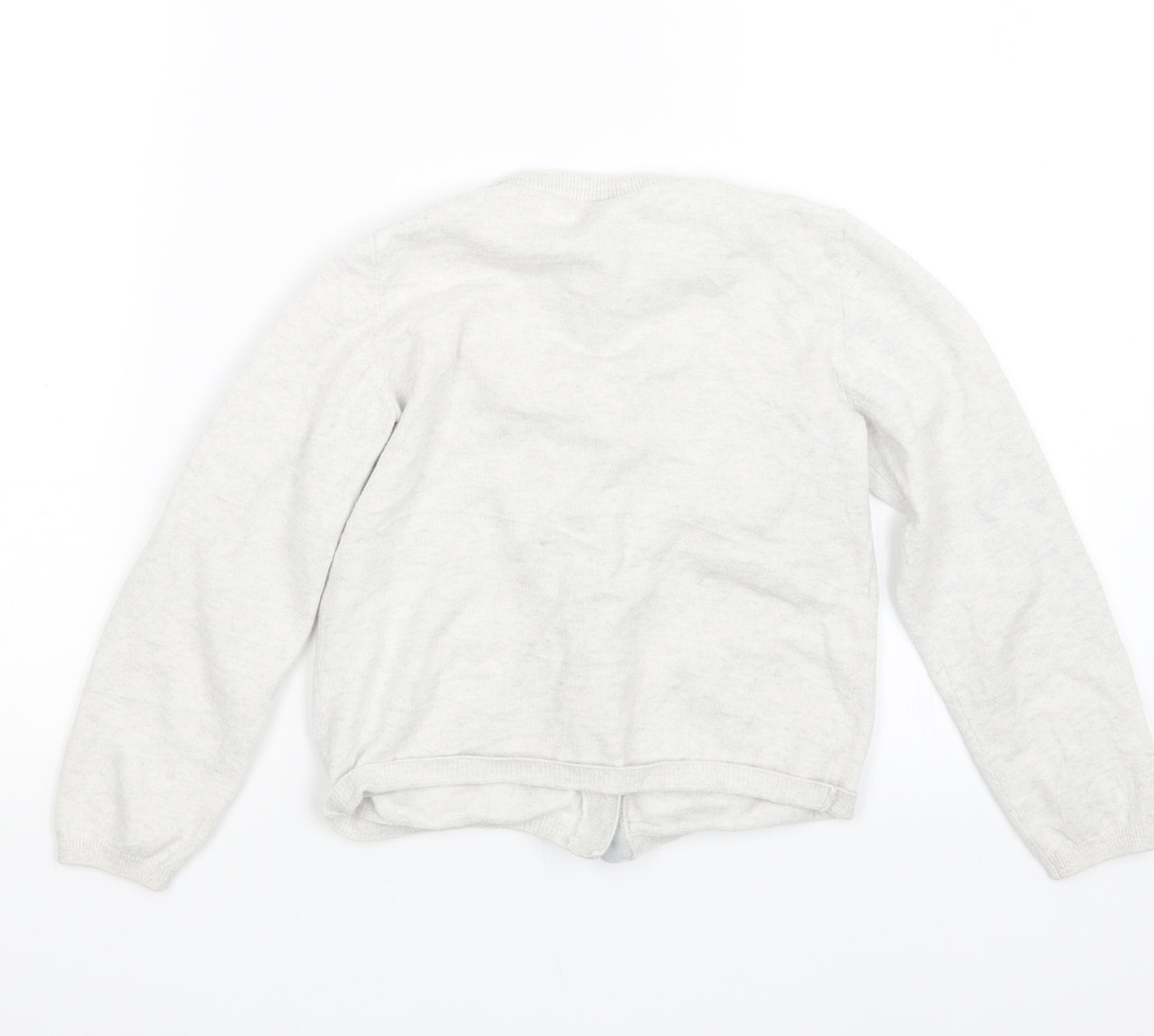 The Little White Company Girls Grey  Knit Cardigan Jumper Size 5-6 Years