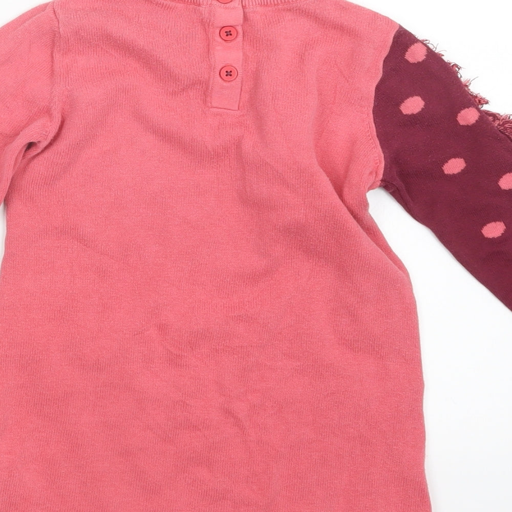 Marks and Spencer Girls Pink  Knit Pullover Jumper Size 2-3 Years  - Long