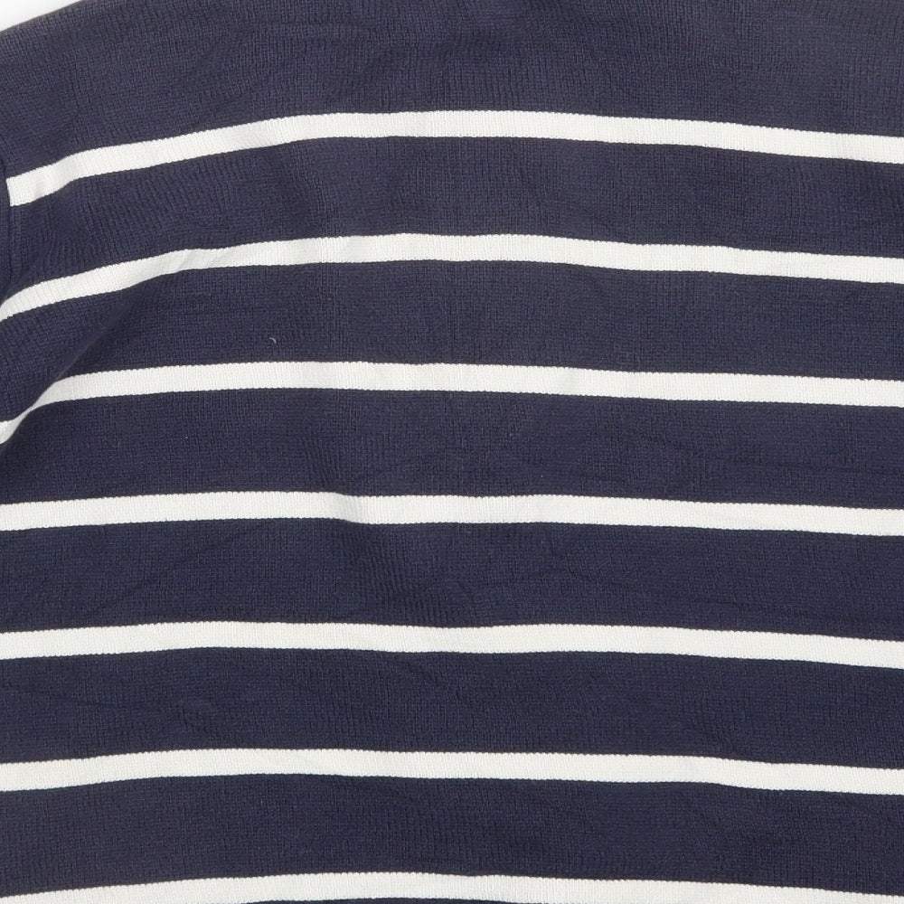 Marks and Spencer Womens Blue Striped Knit Full Zip Jumper Size 12