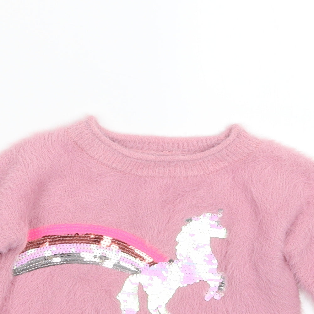 Marks and Spencer Girls Pink  Knit Pullover Jumper Size 4-5 Years