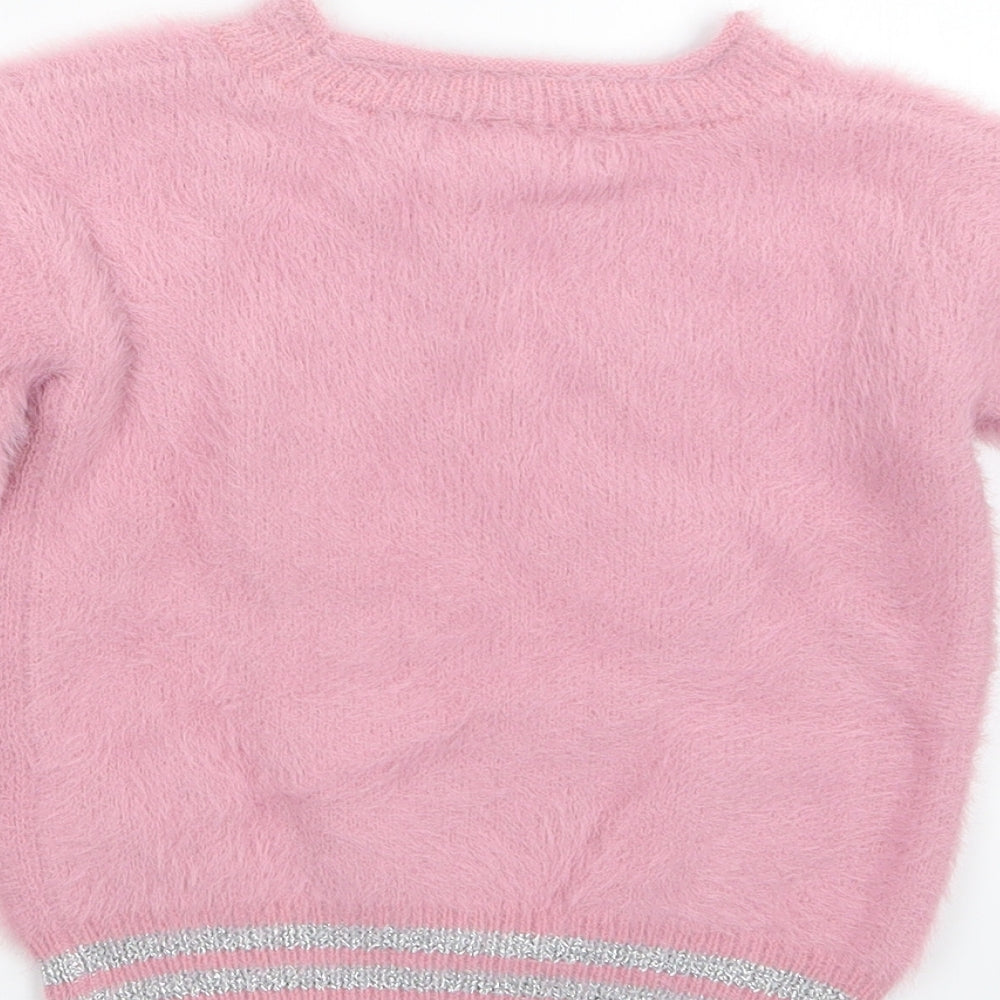 Marks and Spencer Girls Pink  Knit Pullover Jumper Size 4-5 Years