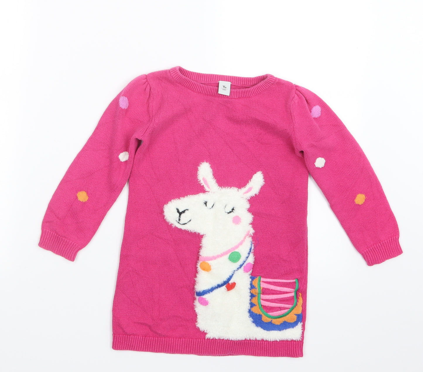 TU Girls Pink  Knit Pullover Jumper Size 3-4 Years  - Long