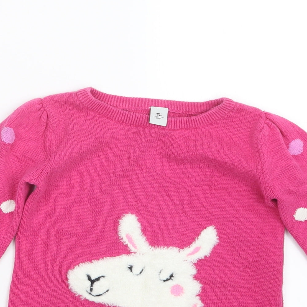 TU Girls Pink  Knit Pullover Jumper Size 3-4 Years  - Long
