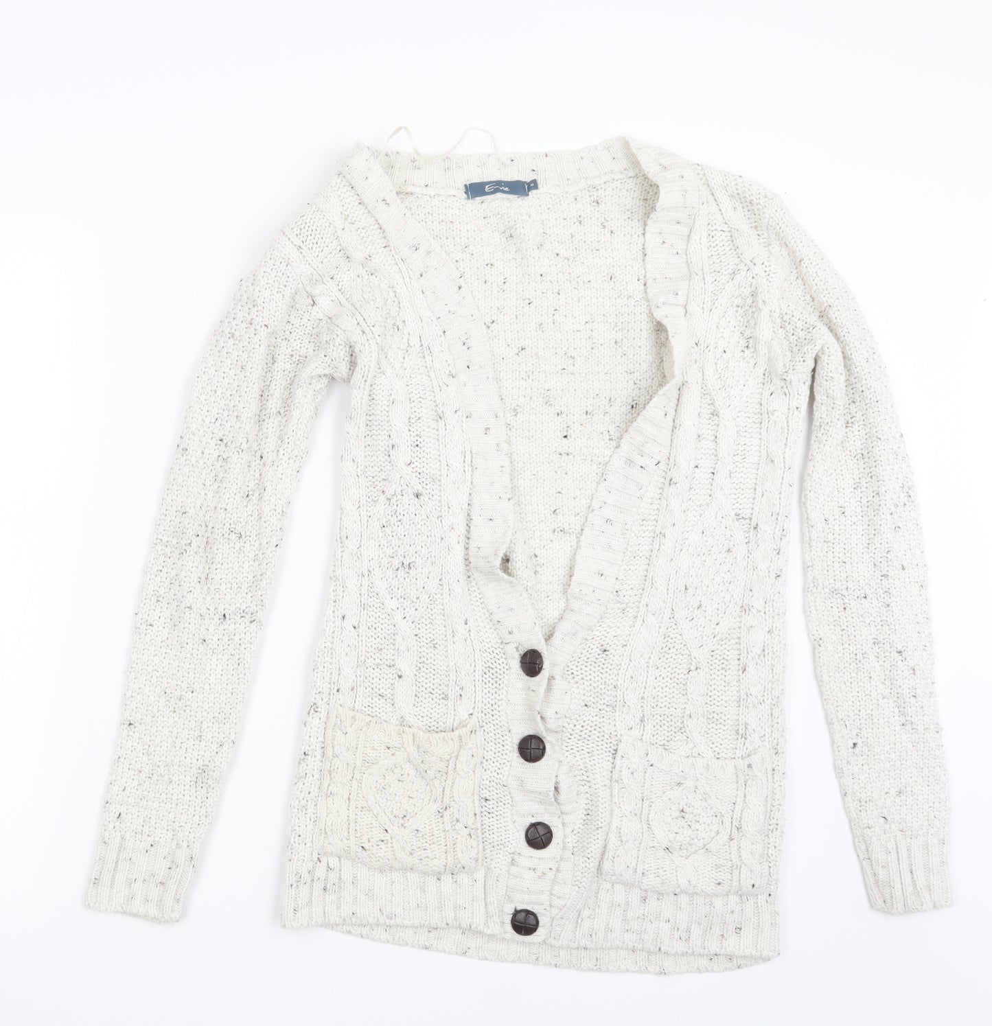 E-vie Womens White  Knit Cardigan Jumper Size 8