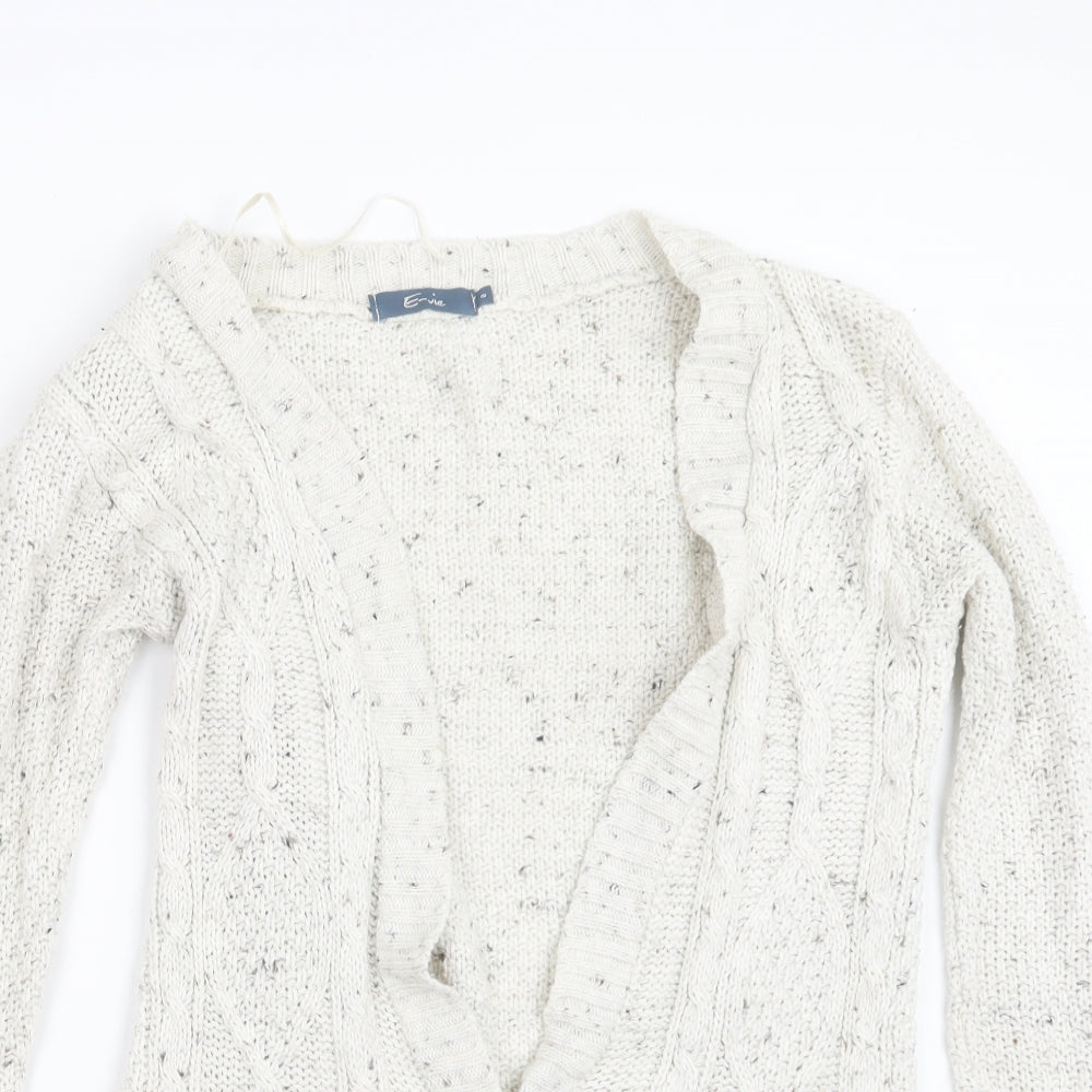 E-vie Womens White  Knit Cardigan Jumper Size 8