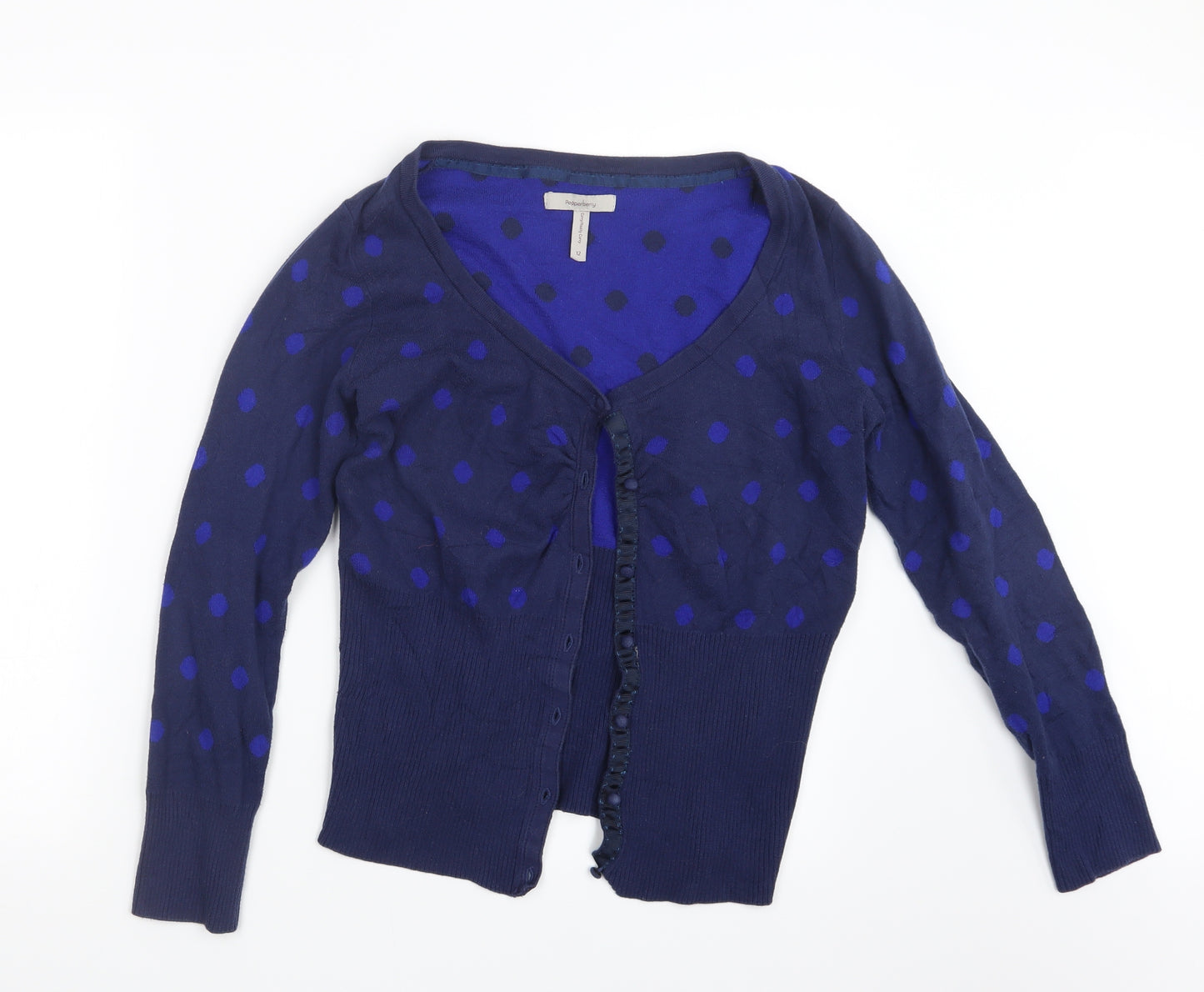 Pepperberry Womens Blue Polka Dot Knit Cardigan Jumper Size 12