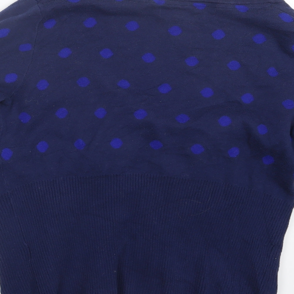 Pepperberry Womens Blue Polka Dot Knit Cardigan Jumper Size 12