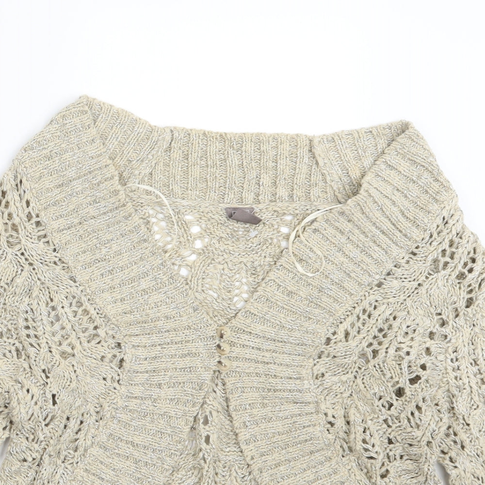 TU Womens Beige  Knit Cardigan Jumper Size 14